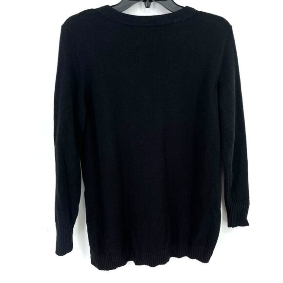 Anthropologie V Neck Button Trim Sweater Womens Size Small Solid Black - Picture 3 of 5
